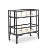Elegant black rattan bar cart designed in Singapore, showcasing a minimalist aesthetic. Features two spacious tiers perfect for serving, storage, or styling in modern and functional living spaces.