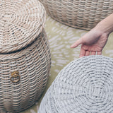 SOL Weatherproof Drum Stool with Storage - Sand Taupe