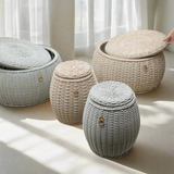 SOL Weatherproof Drum Stool with Storage - Sand Taupe