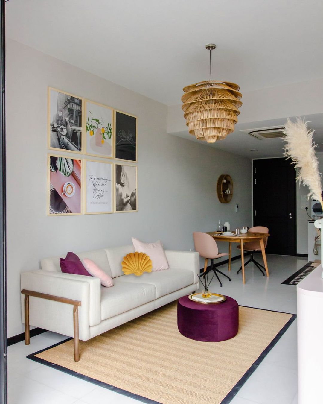 MYRA Sisal Carpet area rug in Coal Black in a Singapore living room