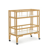 Elegant natural rattan bar cart designed in Singapore, showcasing a minimalist aesthetic. Features two spacious tiers perfect for serving, storage, or styling in modern and functional living spaces.