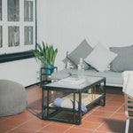 Stylish black rattan coffee table featuring a durable design with natural textures. Perfect for adding a touch of sophistication and warmth to any living space. Designed in Singapore, combining modern aesthetics with natural elements.