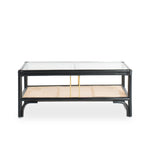 Stylish black rattan coffee table featuring a durable design with natural textures. Perfect for adding a touch of sophistication and warmth to any living space. Designed in Singapore, combining modern aesthetics with natural elements.