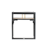 Minimalist black rattan console table with a sleek design and sturdy construction, perfect for adding functional elegance to any entryway or living space. Designed in Singapore, it features a balanced combination of form and function, offering ample surface space while maintaining a lightweight, airy aesthetic.