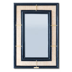 Black rattan mirror with a handcrafted frame, combining natural texture and modern design. Its sleek finish and minimalist aesthetic make it a versatile statement piece for any room. Designed in Singapore, it reflects timeless elegance with a touch of heritage charm.