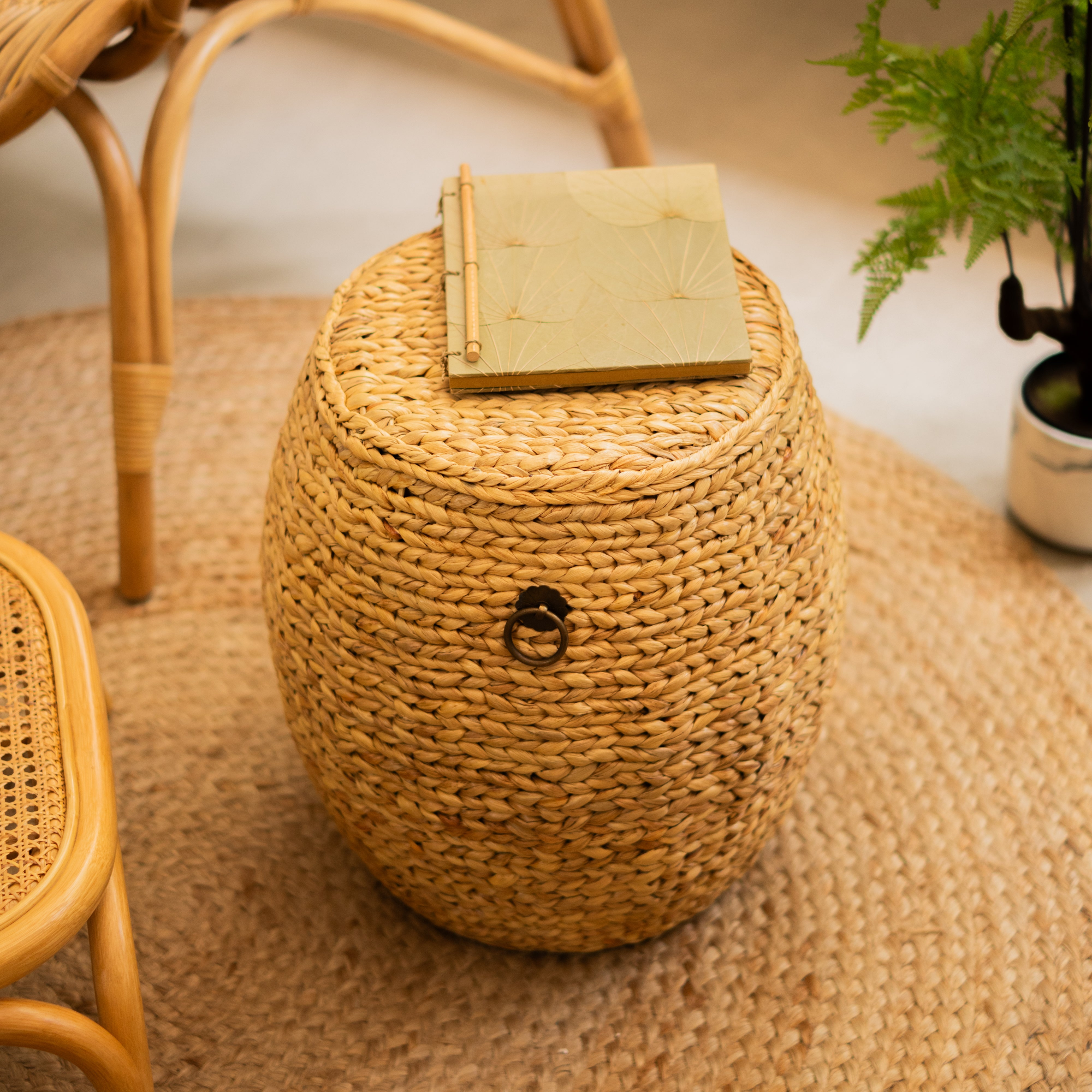 ASA Hyacinth Weave Drum Stool, Large